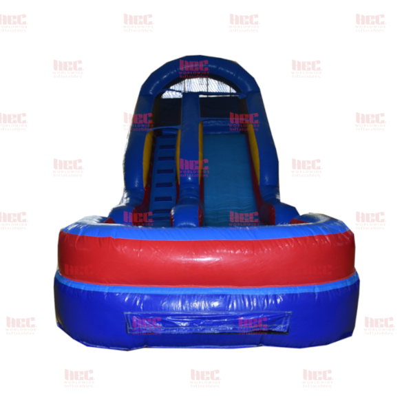 Piscina inflable de un solo carril de 13 pies con salpicaduras rojas y azules