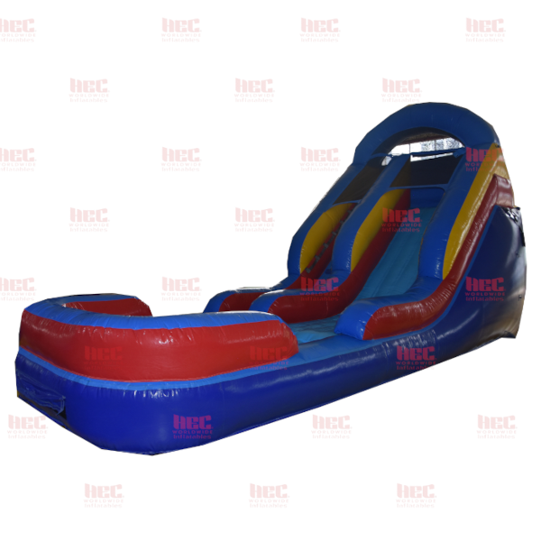 Piscina inflable de un solo carril de 13 pies con salpicaduras rojas y azules