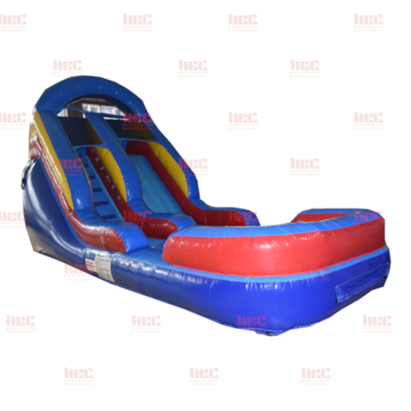 Piscina inflable de un solo carril de 13 pies con salpicaduras rojas y azules