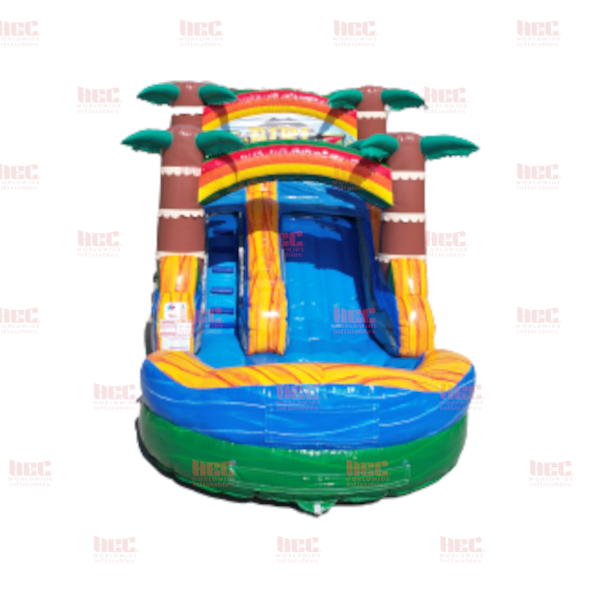 13 Foot Tiki Plunge® Single Lane Inflated Pool Marble Green Base