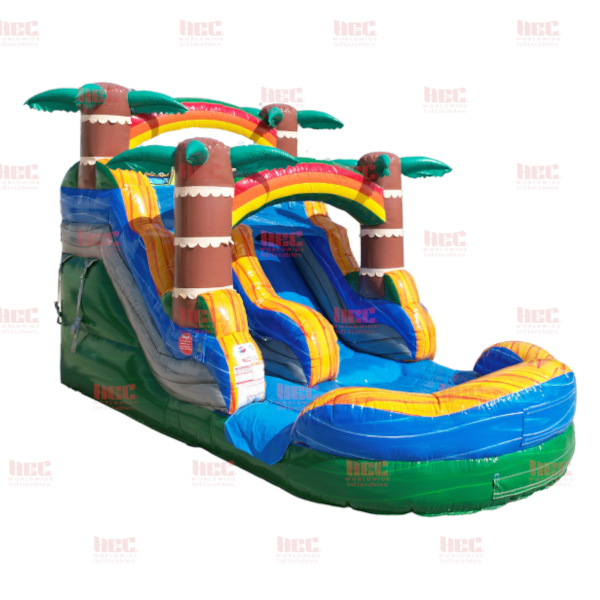 13 Foot Tiki Plunge® Single Lane Inflated Pool Marble Green Base