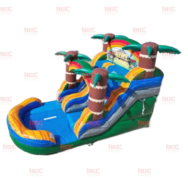 13 Foot Tiki Plunge® Single Lane Inflated Pool Marble Green Base