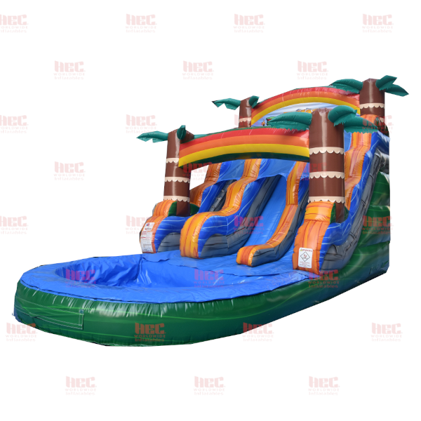 Piscina profunda de dos carriles Tiki Plunge® de 15 pies con base de mármol verde