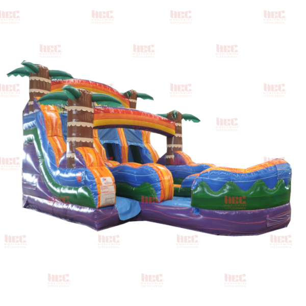 Piscina inflable de dos carriles Tiki Plunge® de 15 pies con base de mármol morado