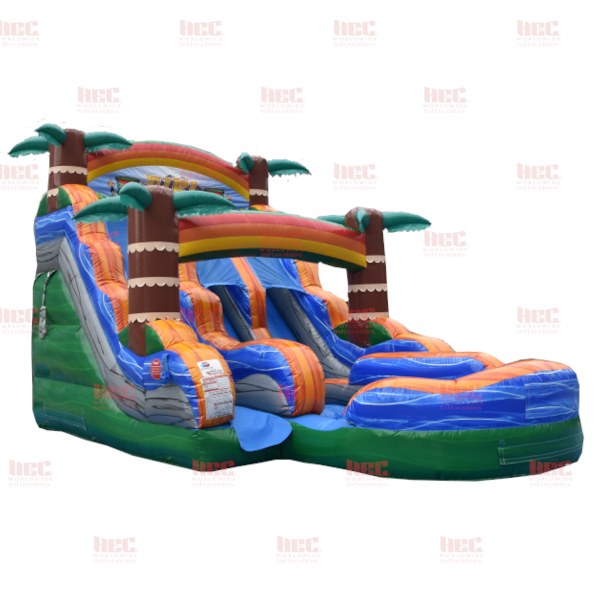 Piscina inflable de dos carriles Tiki Plunge® de 15 pies con base de mármol verde