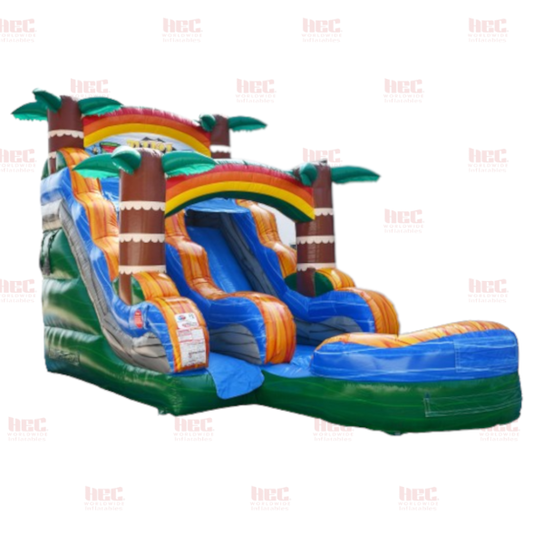 Piscina inflable de un solo carril Tiki Plunge® de 15 pies con base de mármol verde