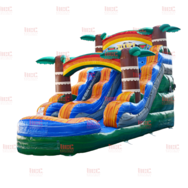 Piscina inflable de un solo carril Tiki Plunge® de 15 pies con base de mármol verde