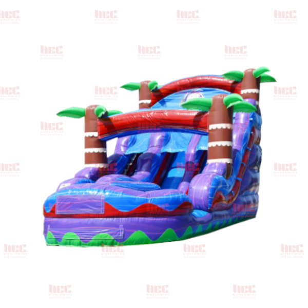 Piscina inflable de dos carriles Tropical Hurricane® de 15 pies color rojo mármol