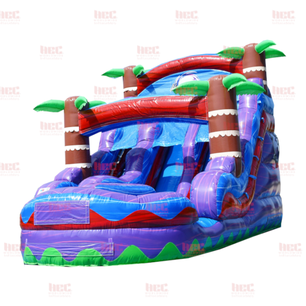 Piscina inflable de dos carriles Tropical Hurricane® de 15 pies color rojo mármol