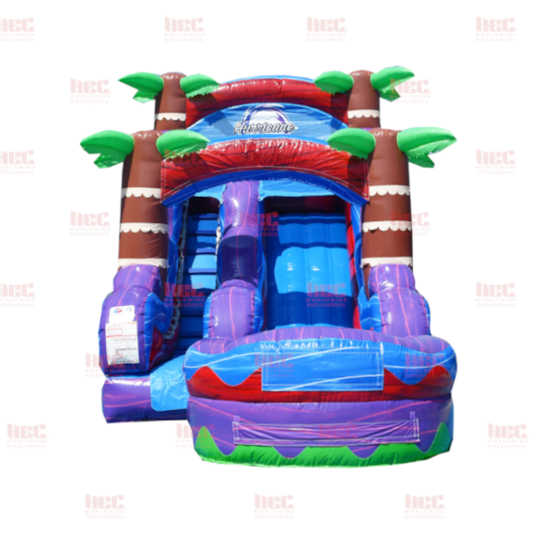 15 Foot Tropical Hurricane® Single Lane Inflated Pool Marble Red