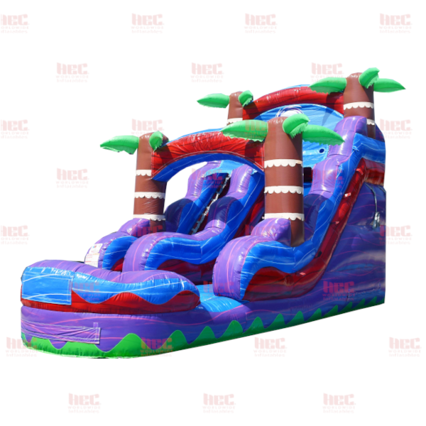 Piscina inflable de un solo carril Tropical Hurricane® de 15 pies color rojo mármol