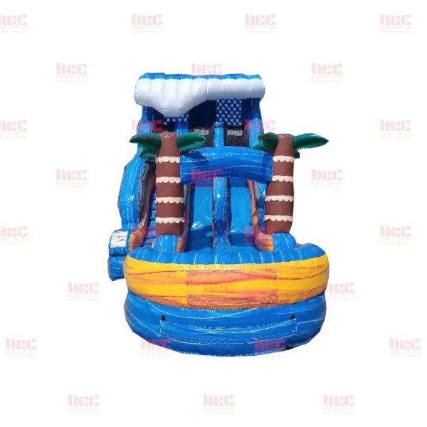 16 Foot Blue Plummet Double Lane Slide Inflated Pool