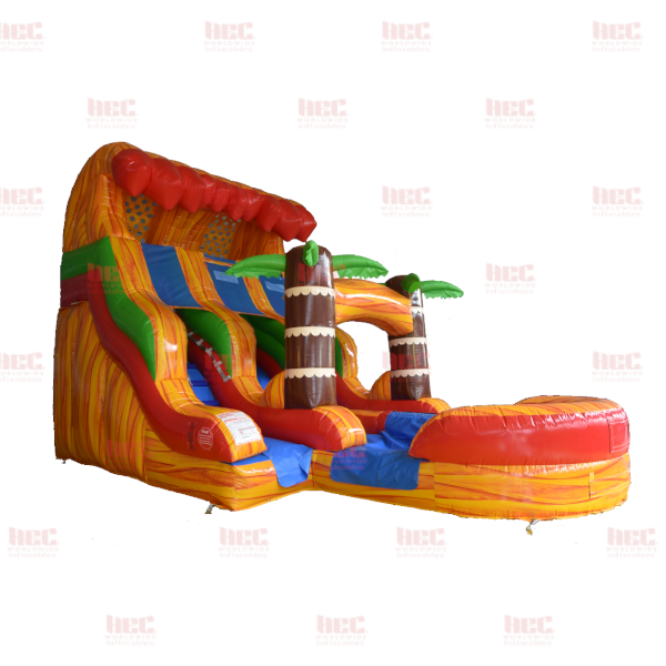 16 Foot Lava Plummet Double Lane Slide Inflated Pool