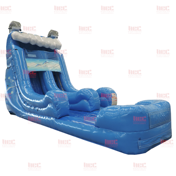 Piscina inflable de un solo carril con diseño de delfines de 18 pies