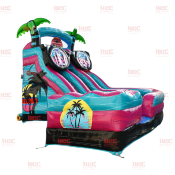 Tobogán curvo de la serie J para piscina profunda de dos carriles Blue Hurricane de 18 pies