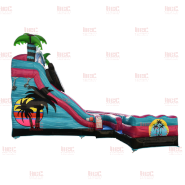 Tobogán curvo de la serie J para piscina profunda de dos carriles Blue Hurricane de 18 pies