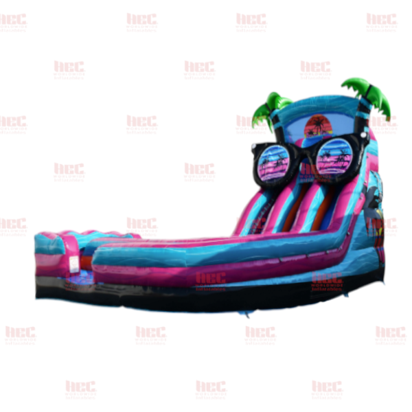 Tobogán curvo de la serie J para piscina profunda de dos carriles Blue Hurricane de 18 pies