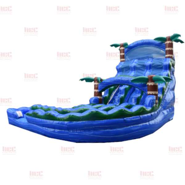 Tobogán curvo de la serie J para piscina profunda de dos carriles Blue Hurricane de 18 pies