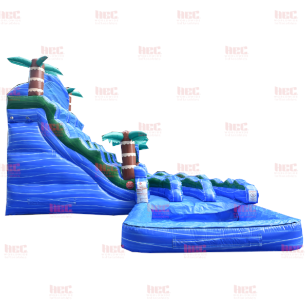 Tobogán curvo de la serie J para piscina profunda de dos carriles Blue Hurricane de 18 pies