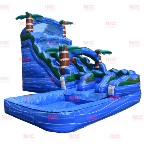 18 Foot Blue Hurricane Double Lane Deep Pool J-Series Curved Slide