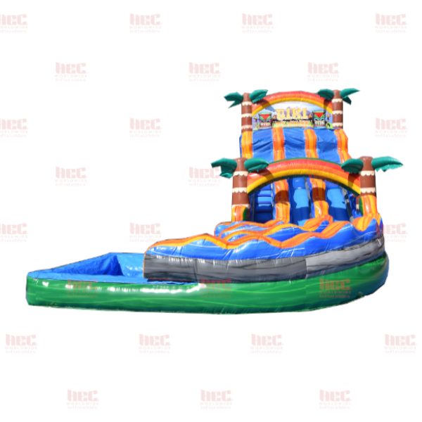 18 Foot Tiki Plunge™ Double Lane Deep Pool J Series Curved Slide