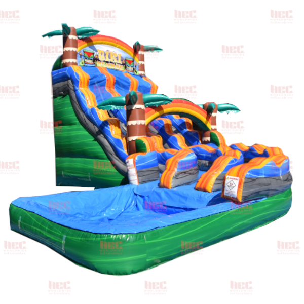 18 Foot Tiki Plunge™ Double Lane Deep Pool J Series Curved Slide