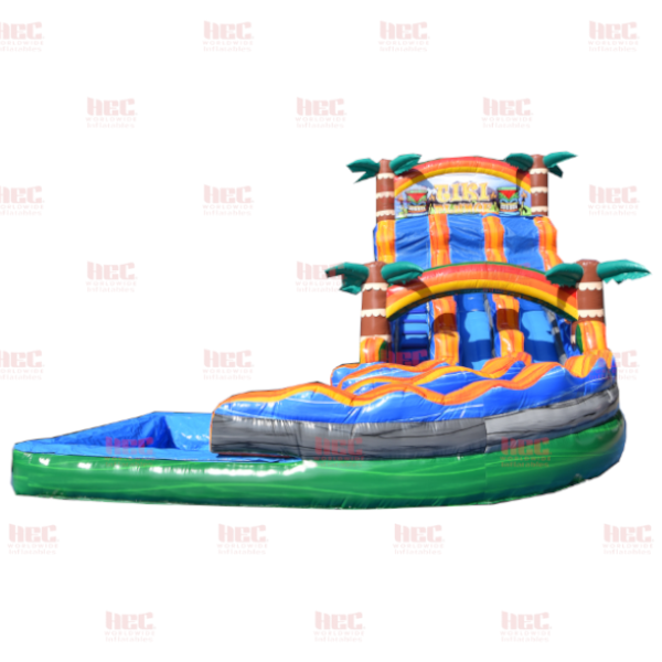 18 Foot Tiki Plunge™ Double Lane Deep Pool J Series Curved Slide