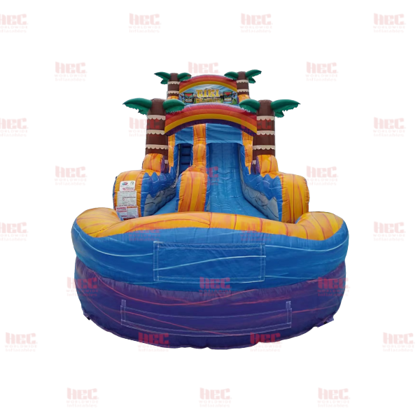 Piscina inflable de un solo carril Tiki Plunge® de 18 pies con carril extendido