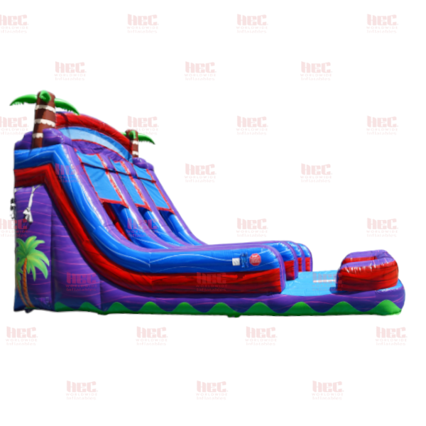18 Foot Tropical Double Splash Double Lane Inflated Pool Marble Red