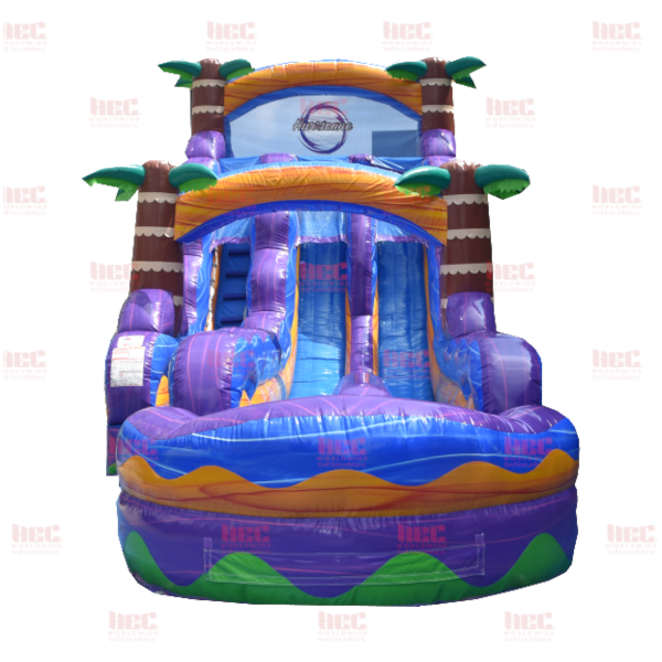Piscina inflable de 18 pies con dos carriles y carril extendido Tropical Hurricane® Marble Orange