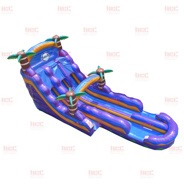 Piscina inflable de 18 pies con dos carriles y carril extendido Tropical Hurricane® Marble Orange