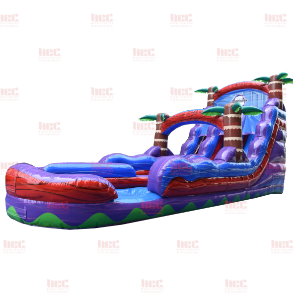 Piscina inflable de 18 pies con dos carriles y carril extendido Tropical Hurricane® Marble Red