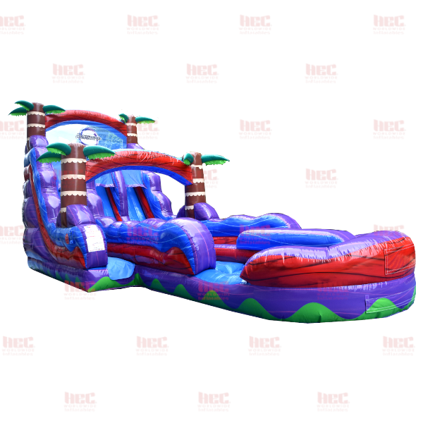 Piscina inflable de 18 pies con dos carriles y carril extendido Tropical Hurricane® Marble Red