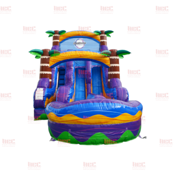 Piscina profunda de un solo carril Tropical Hurricane® de 18 pies color rojo mármol