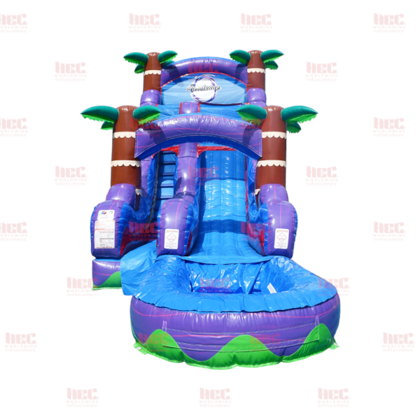 Piscina profunda de un solo carril Tropical Hurricane® de 18 pies color rojo mármol