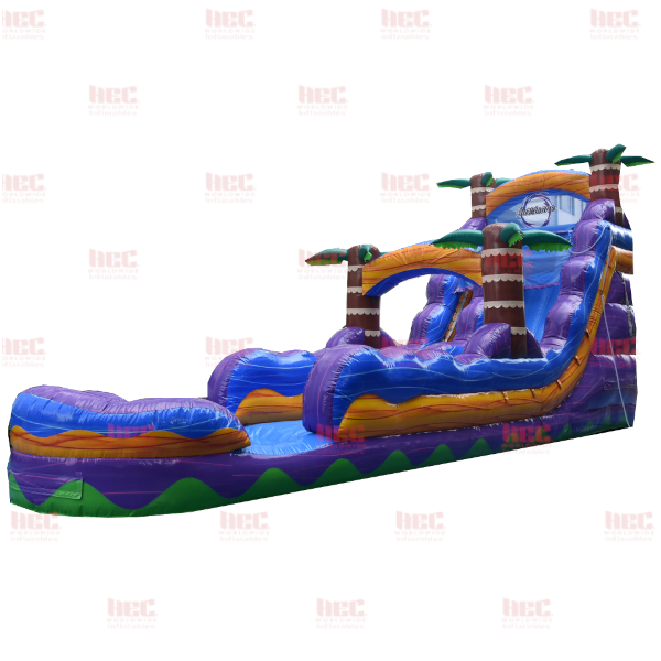 18 Foot Tropical Hurricane® Single Lane Inflated Pool Extended Lane Marble Orange