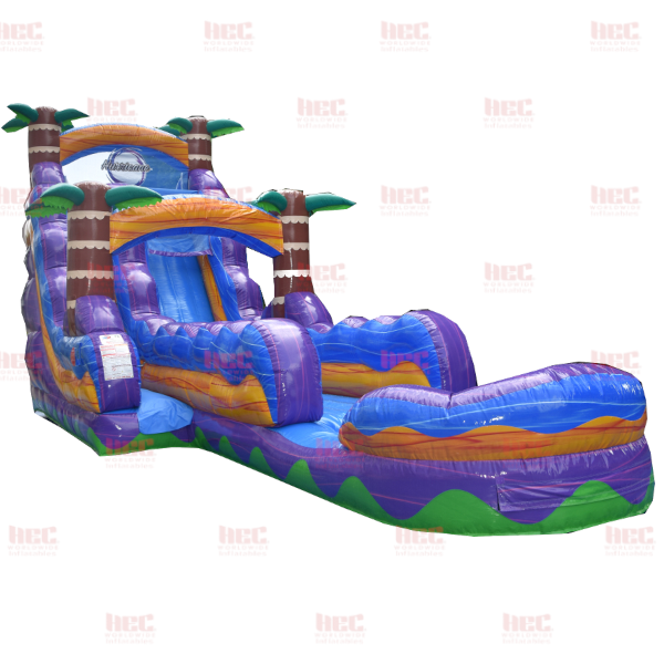 18 Foot Tropical Hurricane® Single Lane Inflated Pool Extended Lane Marble Orange