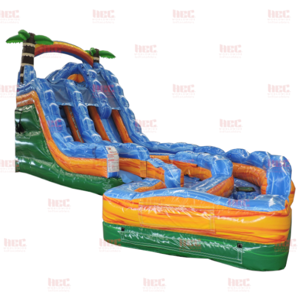 Piscina inflable de dos carriles Tropical Thunder™ de 18 pies con tobogán curvo de la serie J