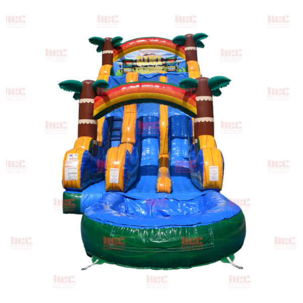 Piscina profunda de dos carriles Tiki Plunge® de 18 pies con base de mármol verde