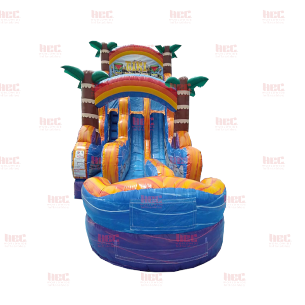 Piscina inflable de dos carriles Tiki Plunge® de 18 pies con base de mármol morado