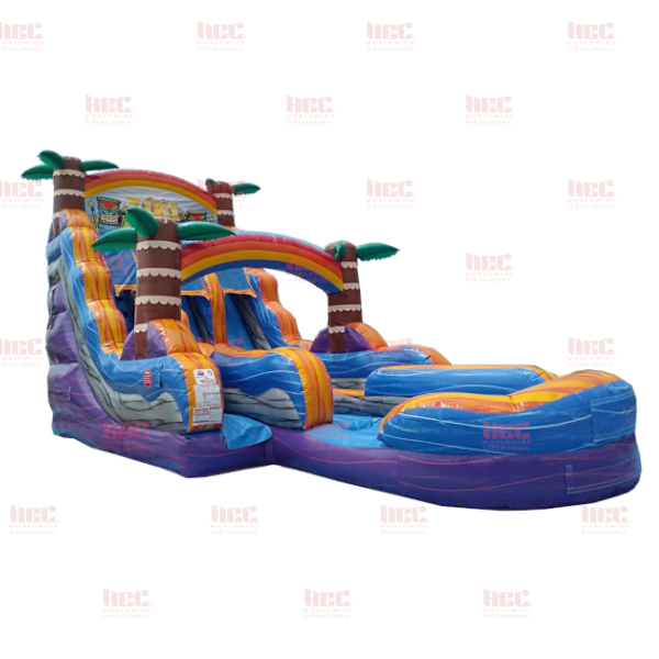 Piscina inflable de dos carriles Tiki Plunge® de 18 pies con base de mármol morado