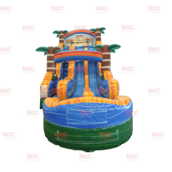 Piscina inflable de dos carriles Tiki Plunge® de 18 pies con base de mármol verde
