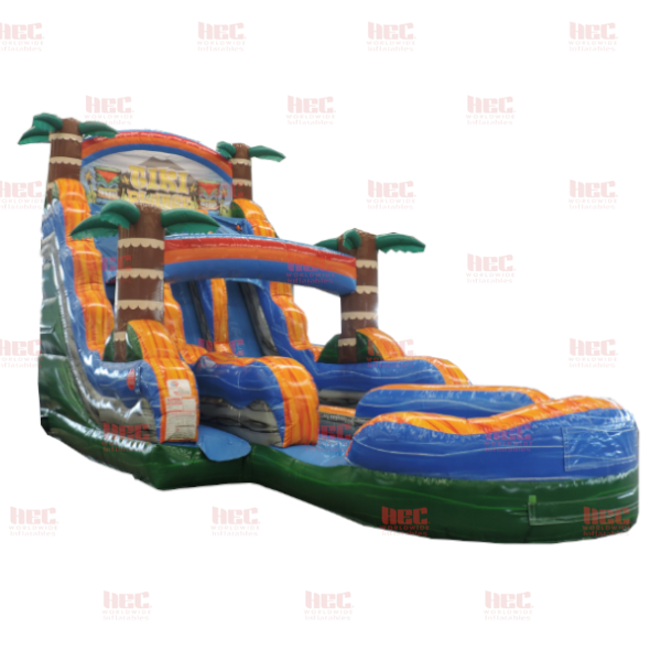Piscina inflable de dos carriles Tiki Plunge® de 18 pies con base de mármol verde