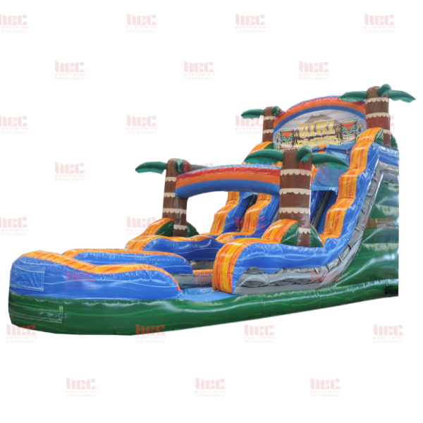 Piscina inflable de dos carriles Tiki Plunge® de 18 pies con base de mármol verde