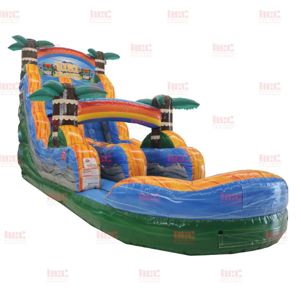 Piscina inflable de un solo carril Tiki Plunge® de 18 pies con base de mármol verde