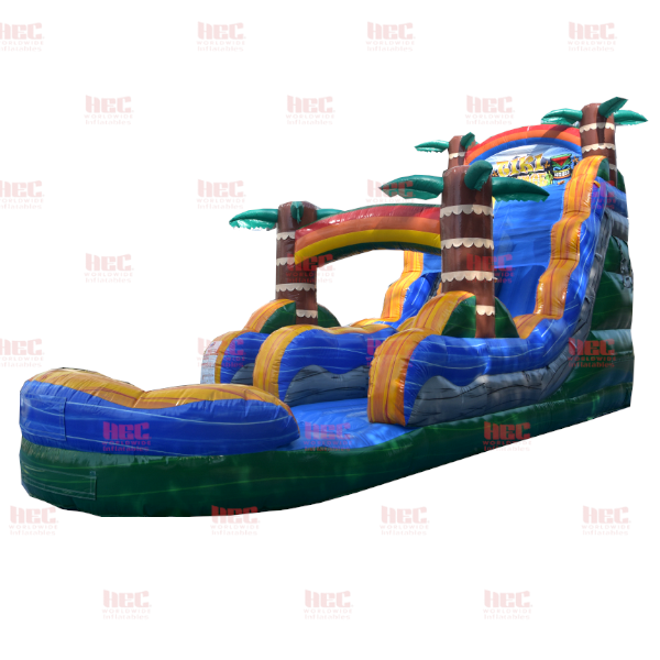 Piscina inflable de un solo carril Tiki Plunge® de 18 pies con base de mármol verde