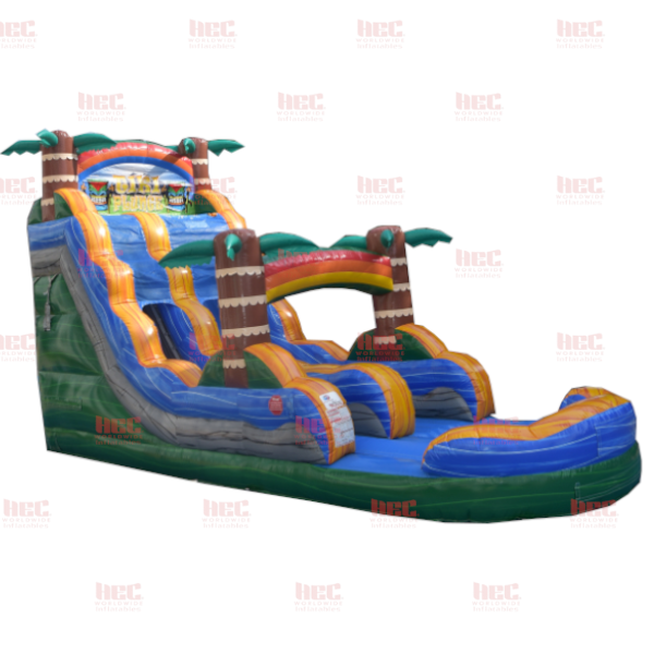 Piscina inflable de un solo carril Tiki Plunge® de 18 pies con base de mármol verde