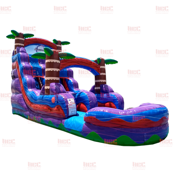 18 Foot Tropical Hurricane® Single Lane Inflated Pool Marble Red