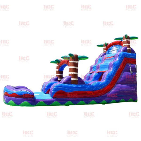 18 Foot Tropical Hurricane® Single Lane Inflated Pool Marble Red