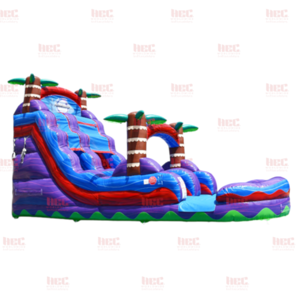 18 Foot Tropical Hurricane® Single Lane Inflated Pool Marble Red